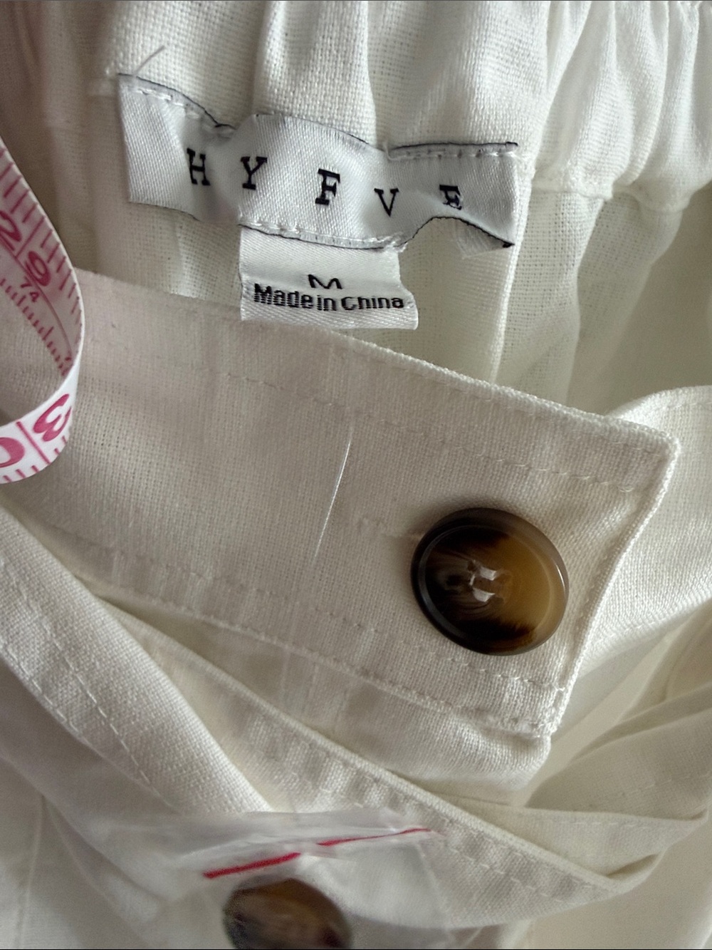 HYFVE Wide Leg High-Rise Tie Waist Pants - White medium - Picture 2 of 6